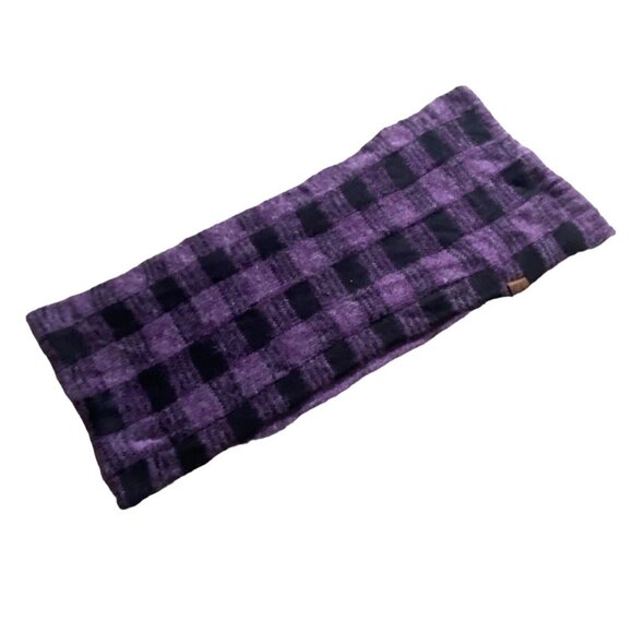 C.C. Womens Acrylic Infinit Scarf-Plaid/Ribbed Pattern-Purple/Black-DUC - Picture 1 of 5